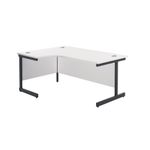 Jemini Radial Left Hand Single Upright Cantilever Desk 1600x1200x730mm White/Black KF819677
