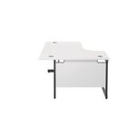 Jemini Radial Left Hand Single Upright Cantilever Desk 1600x1200x730mm White/Black KF819677