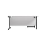 Jemini Radial Left Hand Single Upright Cantilever Desk 1600x1200x730mm White/Black KF819677