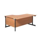 Jemini Radial Right Hand Single Upright Cantilever Desk 1600x1200x730mm Beech/Black KF819684