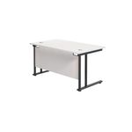 Jemini Rectangular Double Upright Cantilever Desk 1400x800x730mm White/Black KF819691