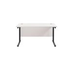 Jemini Rectangular Double Upright Cantilever Desk 1400x800x730mm White/Black KF819691