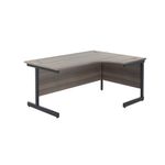 Jemini Radial Right Hand Single Upright Cantilever Desk 1600x1200x730mm Grey Oak/Black KF819714