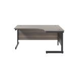 Jemini Radial Right Hand Single Upright Cantilever Desk 1600x1200x730mm Grey Oak/Black KF819714