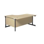 Jemini Radial Right Hand Single Upright Cantilever Desk 1600x1200x730mm Maple/Black KF819721