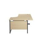 Jemini Radial Right Hand Single Upright Cantilever Desk 1600x1200x730mm Maple/Black KF819721