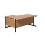 Jemini Radial Right Hand Single Upright Cantilever Desk 1600x1200x730mm Nova Oak/Black KF819738