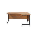 Jemini Radial Right Hand Single Upright Cantilever Desk 1600x1200x730mm Nova Oak/Black KF819738