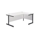 Jemini Radial Right Hand Single Upright Cantilever Desk 1600x1200x730mm White/Black KF819745