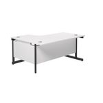 Jemini Radial Right Hand Single Upright Cantilever Desk 1600x1200x730mm White/Black KF819745