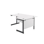 Jemini Radial Right Hand Single Upright Cantilever Desk 1600x1200x730mm White/Black KF819745