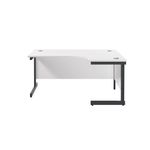 Jemini Radial Right Hand Single Upright Cantilever Desk 1600x1200x730mm White/Black KF819745