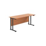Jemini Rectangular Double Upright Cantilever Desk 1600x600mm Beech/Black KF819769