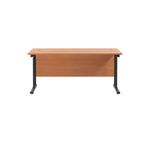Jemini Rectangular Double Upright Cantilever Desk 1600x600mm Beech/Black KF819769