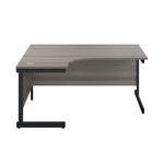 Jemini Radial Left Hand Single Upright Cantilever Desk 1800x1200x730mm Grey Oak/Black KF819783