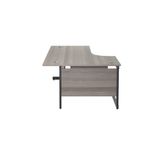 Jemini Radial Left Hand Single Upright Cantilever Desk 1800x1200x730mm Grey Oak/Black KF819783