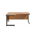 Jemini Radial Left Hand Single Upright Cantilever Desk 1800x1200x730mm Nova Oak/Black KF819806