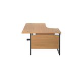 Jemini Radial Left Hand Single Upright Cantilever Desk 1800x1200x730mm Nova Oak/Black KF819806