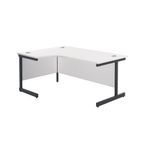 Jemini Radial Left Hand Single Upright Cantilever Desk 1800x1200x730mm White/Black KF819813