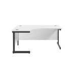 Jemini Radial Left Hand Single Upright Cantilever Desk 1800x1200x730mm White/Black KF819813