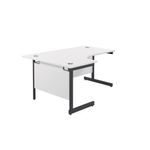 Jemini Radial Left Hand Single Upright Cantilever Desk 1800x1200x730mm White/Black KF819813