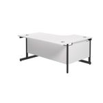 Jemini Radial Left Hand Single Upright Cantilever Desk 1800x1200x730mm White/Black KF819813