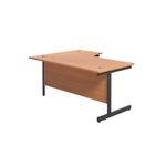Jemini Radial Right Hand Single Upright Cantilever Desk 1800x1200x730mm Beech/Black KF819820