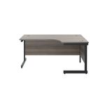 Jemini Radial Right Hand Single Upright Cantilever Desk 1800x1200x730mm Grey Oak/Black KF819851
