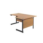 Jemini Radial Right Hand Single Upright Cantilever Desk 1800x1200x730mm Nova Oak/Black KF819875