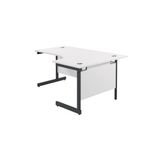 Jemini Radial Right Hand Single Upright Cantilever Desk 1800x1200x730mm White/Black KF819882
