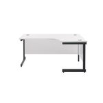 Jemini Radial Right Hand Single Upright Cantilever Desk 1800x1200x730mm White/Black KF819882