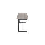 Jemini Rectangular Double Upright Cantilever Desk 1600x600mm Grey Oak/Black KF820093