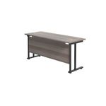 Jemini Rectangular Double Upright Cantilever Desk 1600x600mm Grey Oak/Black KF820093