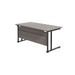 Jemini Rectangular Double Upright Cantilever Desk 1600x800mm Grey Oak/Black KF820154