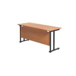 Jemini Rectangular Double Upright Cantilever Desk 1800x600x730mm Beech/Black KF820192
