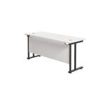 Jemini Rectangular Double Upright Cantilever Desk 1800x600x730mm White/Black KF820246