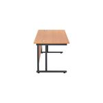 Jemini Rectangular Double Upright Cantilever Desk 1800x800x730mm Beech/Black KF820253