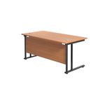 Jemini Rectangular Double Upright Cantilever Desk 1800x800x730mm Beech/Black KF820253