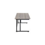 Jemini Rectangular Double Upright Cantilever Desk 1800x800x730mm Grey Oak/Black KF820277