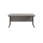 Jemini Rectangular Double Upright Cantilever Desk 1800x800x730mm Grey Oak/Black KF820277