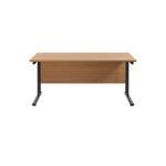 Jemini Rectangular Double Upright Cantilever Desk 1800x800x730mm Nova Oak/Black KF820291