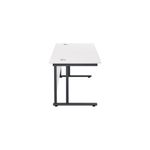 Jemini Rectangular Double Upright Cantilever Desk 1800x800x730mm White/Black KF820307
