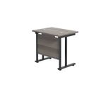Jemini Rectangular Double Upright Cantilever Desk 800x600x730mm Grey Oak/Black KF820338