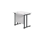 Jemini Rectangular Double Upright Cantilever Desk 800x600x730mm White/Black KF820369