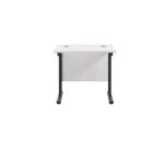 Jemini Rectangular Double Upright Cantilever Desk 800x600x730mm White/Black KF820369