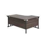 Jemini Radial Left Hand Double Upright Cantilever Desk 1600x1200x730mm Dark Walnut/Black KF820383