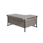 Jemini Radial Left Hand Double Upright Cantilever Desk 1600x1200x730mm Grey Oak/Black KF820390