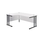 Jemini Radial Left Hand Double Upright Cantilever Desk 1600x1200x730mm White/Black KF820420