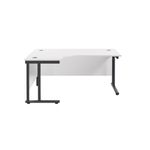 Jemini Radial Left Hand Double Upright Cantilever Desk 1600x1200x730mm White/Black KF820420