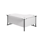 Jemini Radial Left Hand Double Upright Cantilever Desk 1600x1200x730mm White/Black KF820420